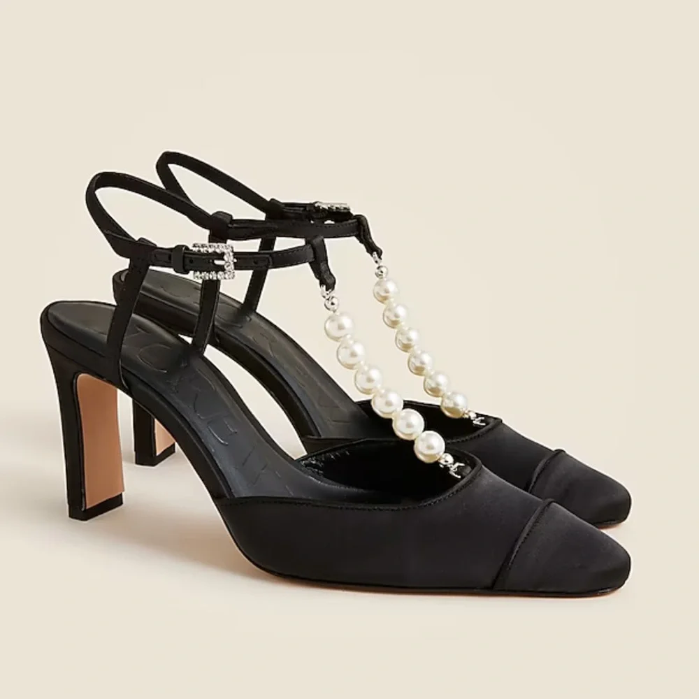 J. Crew Black Heels with Pearl Accents - Picture 5 of 10